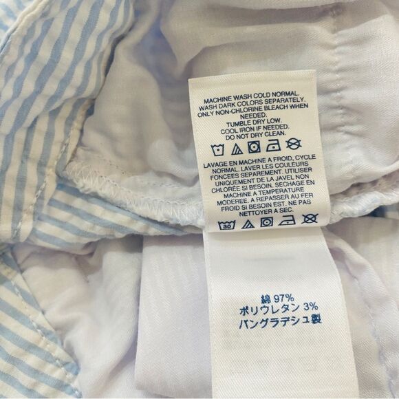Land’s End Light Blue White Stripe Seersucker Mid Rise Bermuda Shorts Sz 10 - Picture 8 of 10